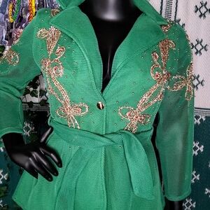 Elegant Green Embellished Women's Jacket